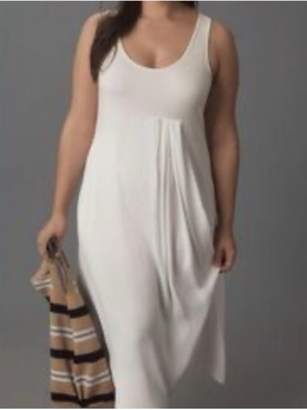 Anthropologie Women’s Sleeveless White Scoop-Neck Maxi Dress Size MP